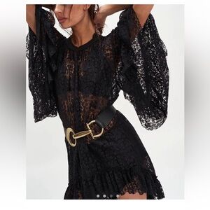 Free People Brielle Lace Maxi Top Size S Color Black NWT 100% Authentic